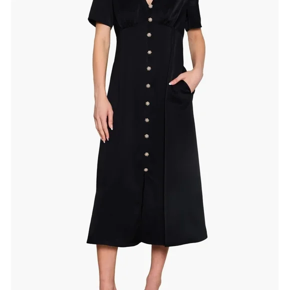 MELLODAY Crystal Button Satin Midi Dress - Picture 2 of 8